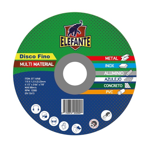 [14968] Disco Corte Multiproposito 4 1/2x115x22.23mm