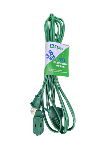 [14998] Extensión Eléctrica 12 Ft Color Verde.