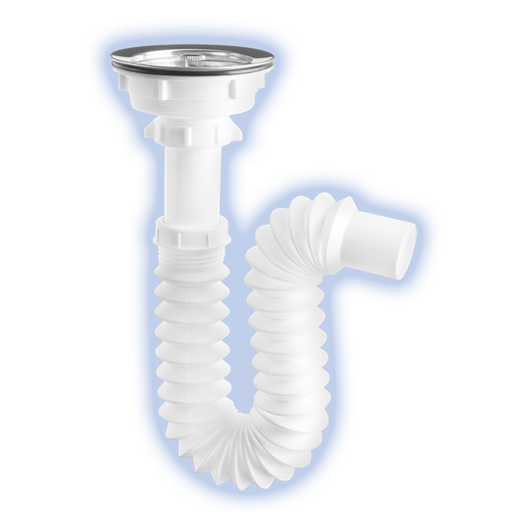 [14889] Canasta Sifón Flexible Lavatrastos, Extensión 55cm